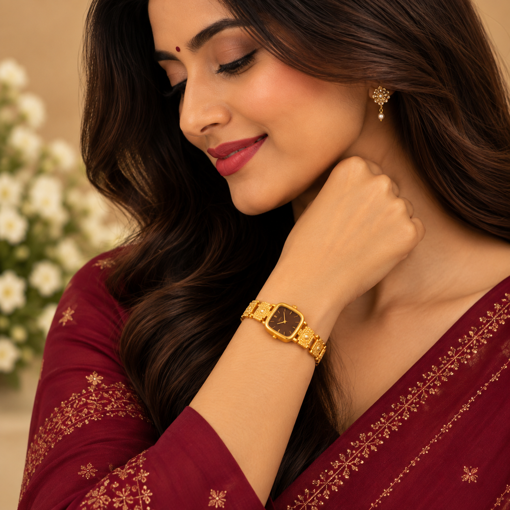 Premium Gold Square Dial Watch