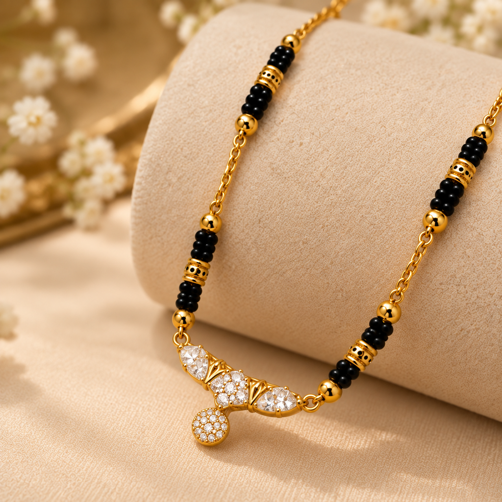 Premium Gold Black Beaded Mangalsutra