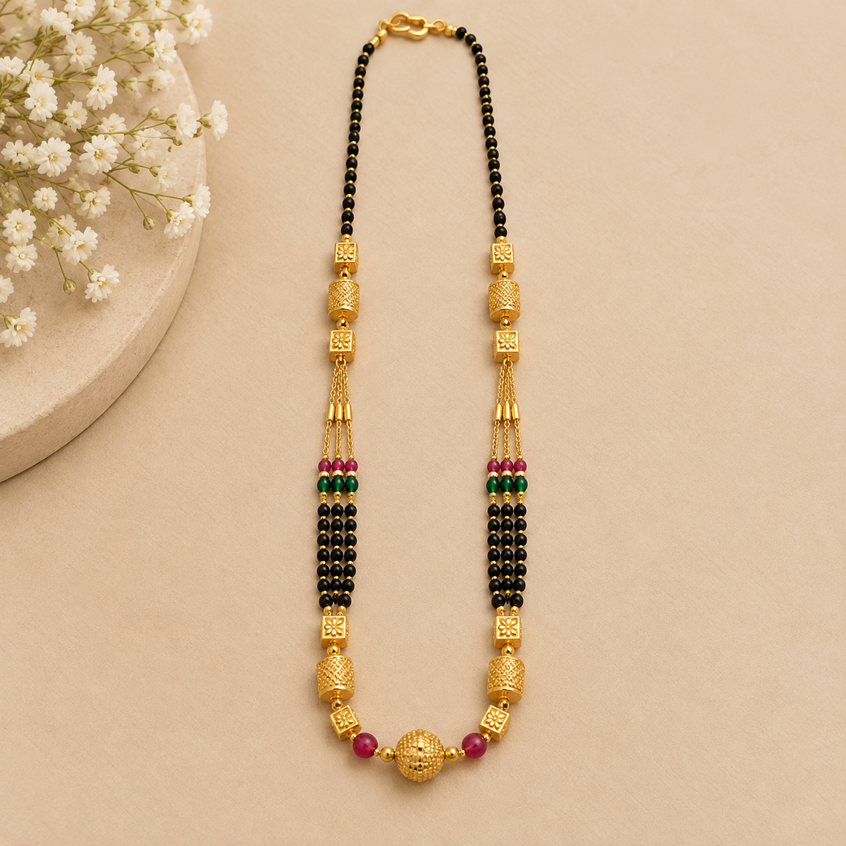 Premium Gold & Black Multi-Beaded Mangalsutra