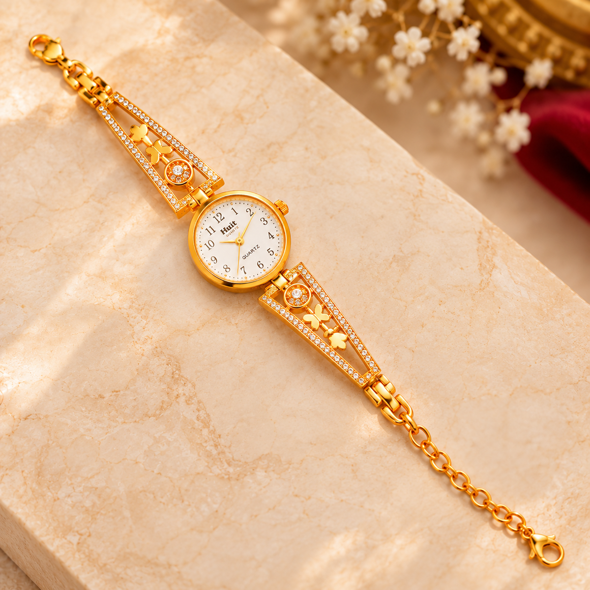 Premium Golden Butterfly Link Bracelet Watch